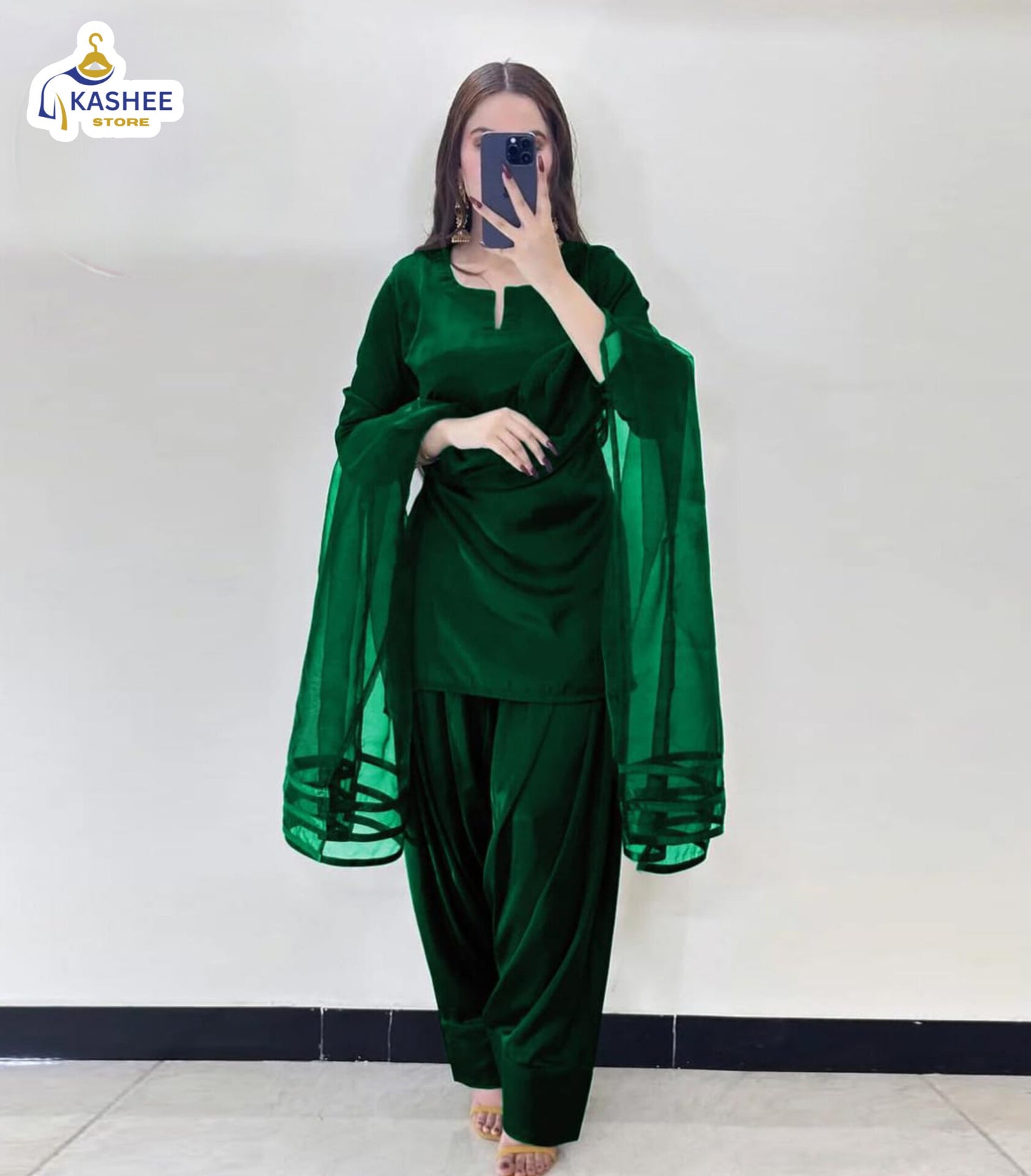 V-Neck Silk Farshi 3Pc