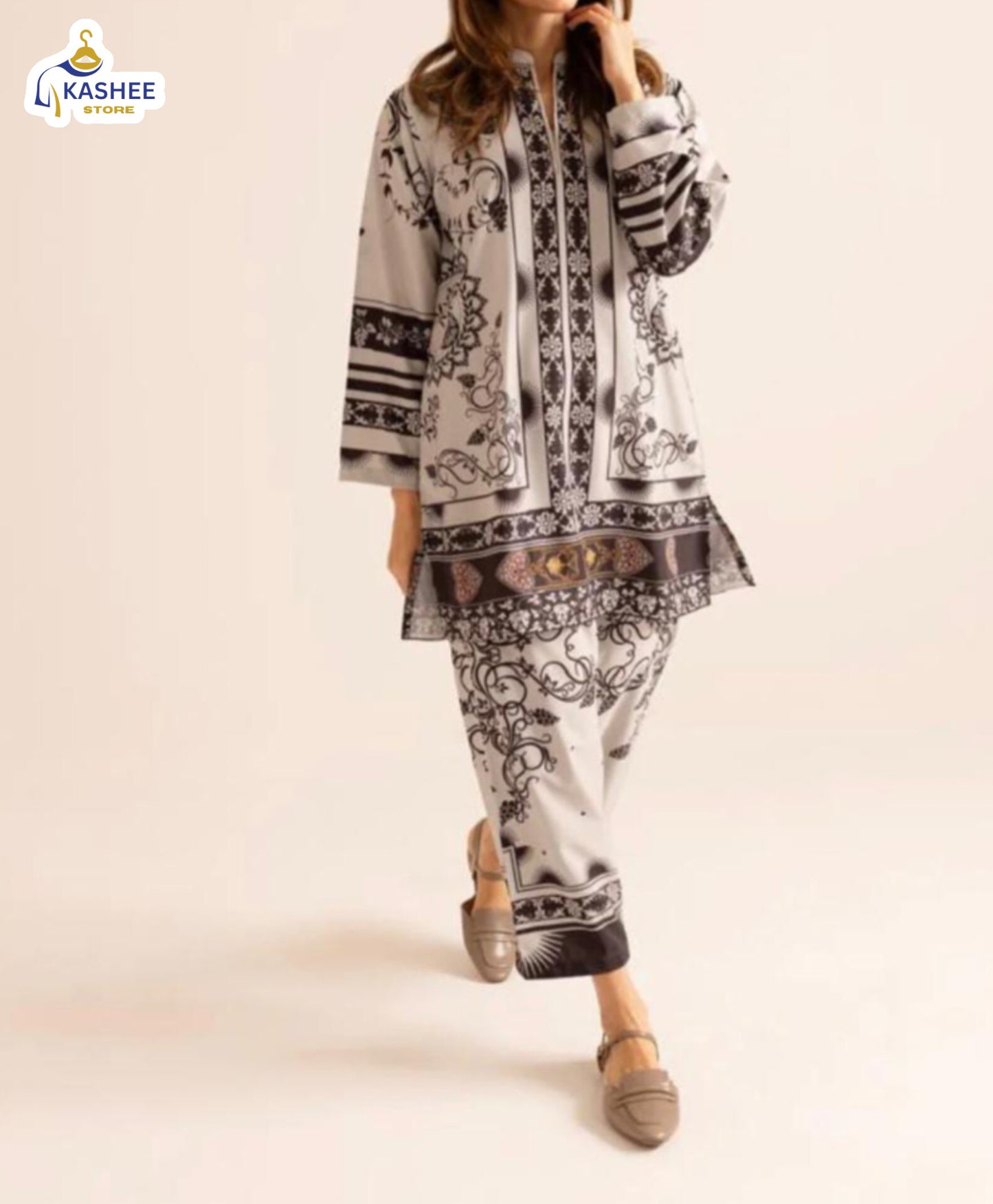 "Digital Print 2Pc Suit | Swiss Silk Collection"