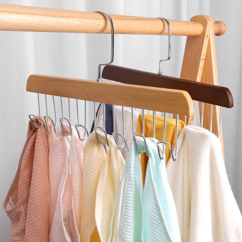 8-Hook Wooden Wall Hanger – Rustic Coat Rack for Clothes, Bags & Accessories
