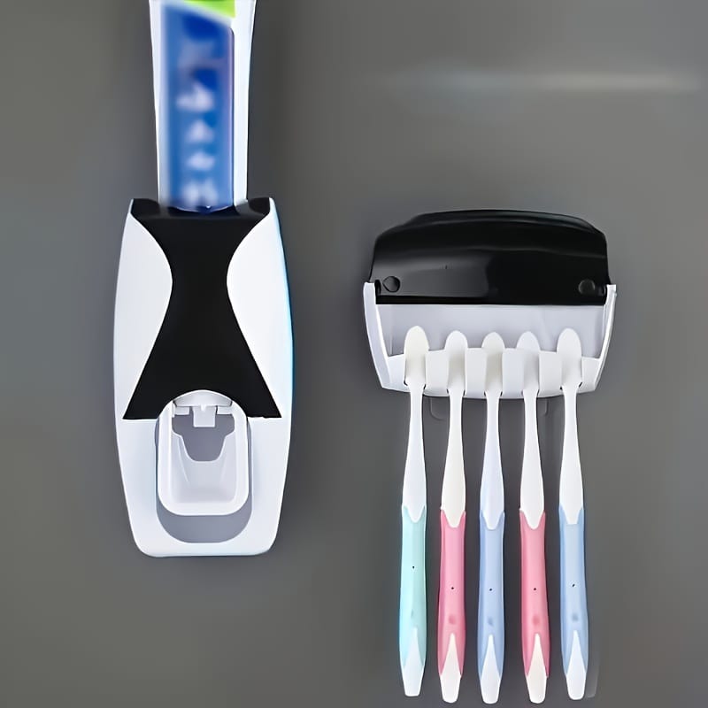 Space-Saving Wall-Mounted Toothbrush & Toothpaste Holder Set
