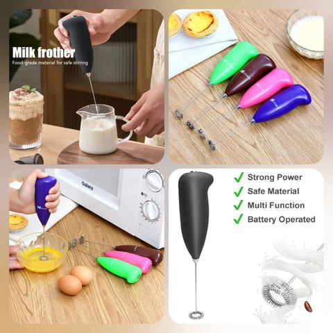 Premium Handheld Coffee Beater – Stainless Steel Battery-Powered Milk Frother