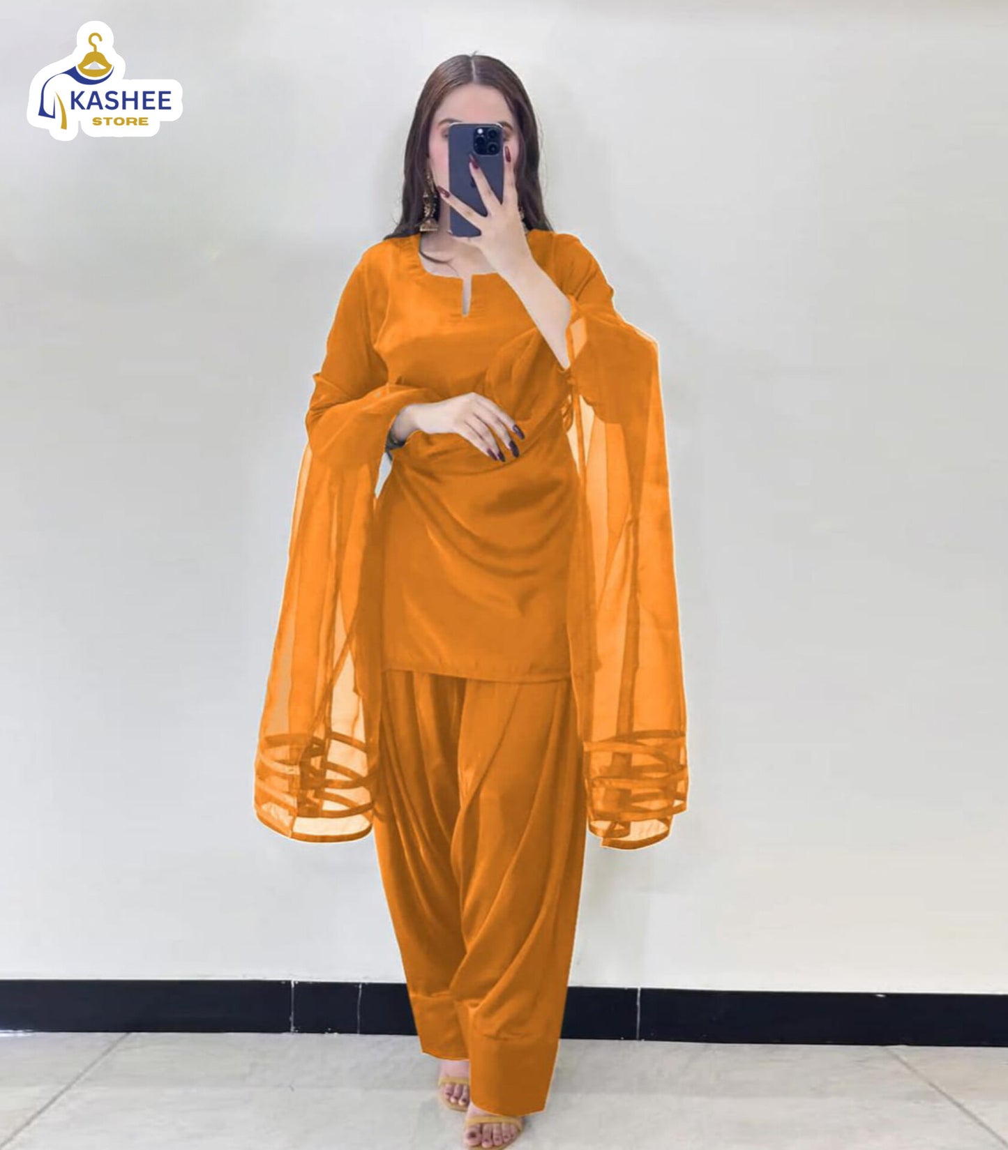 V-Neck Silk Farshi 3Pc