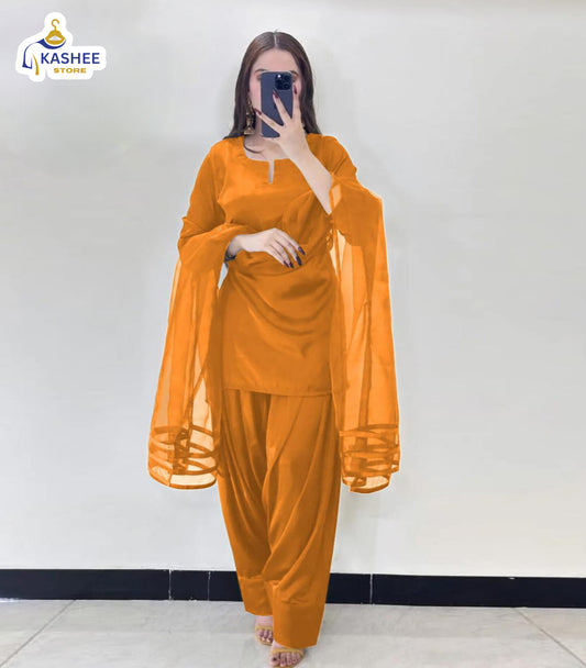 V-Neck Silk Farshi 3Pc
