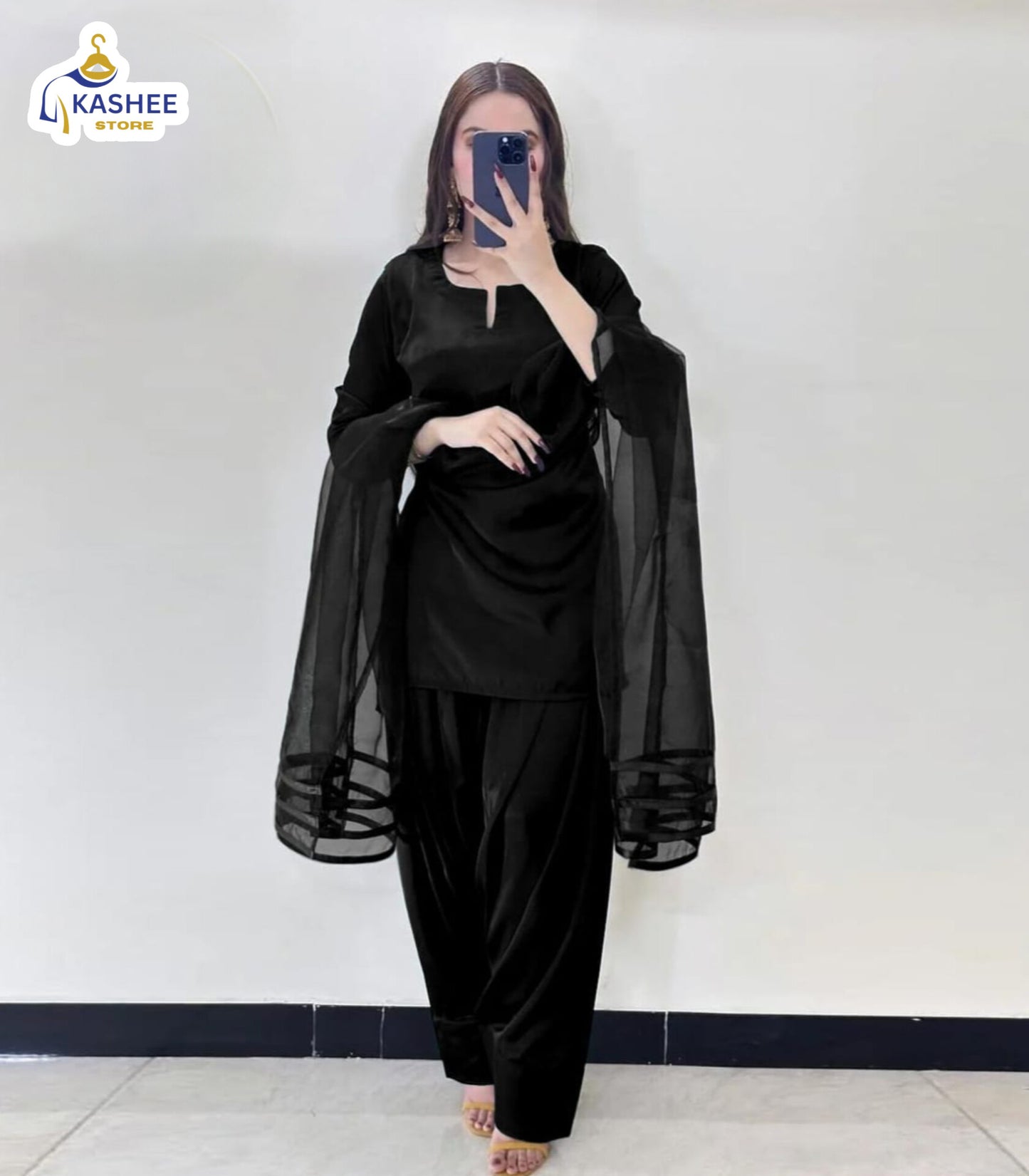 V-Neck Silk Farshi 3Pc