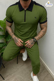 Dry Fit Contrast Collar Tracksuit for Sports & Casual Wear