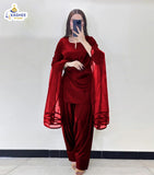 V-Neck Silk Farshi 3Pc