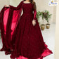 Elegant Pearl & Lace Work Maxi – 3Pc Chiffon Outfit