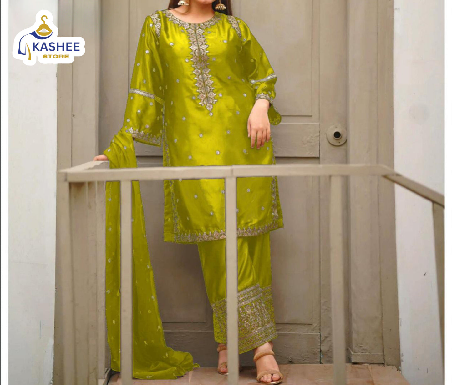 Shamose Silk 3Pc | Sequin Shirt, Trouser & Dupatta