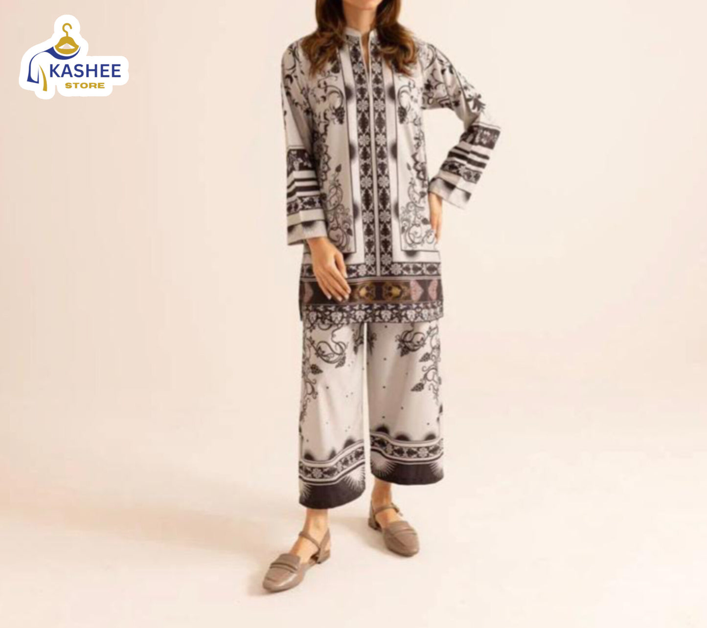 "Digital Print 2Pc Suit | Swiss Silk Collection"