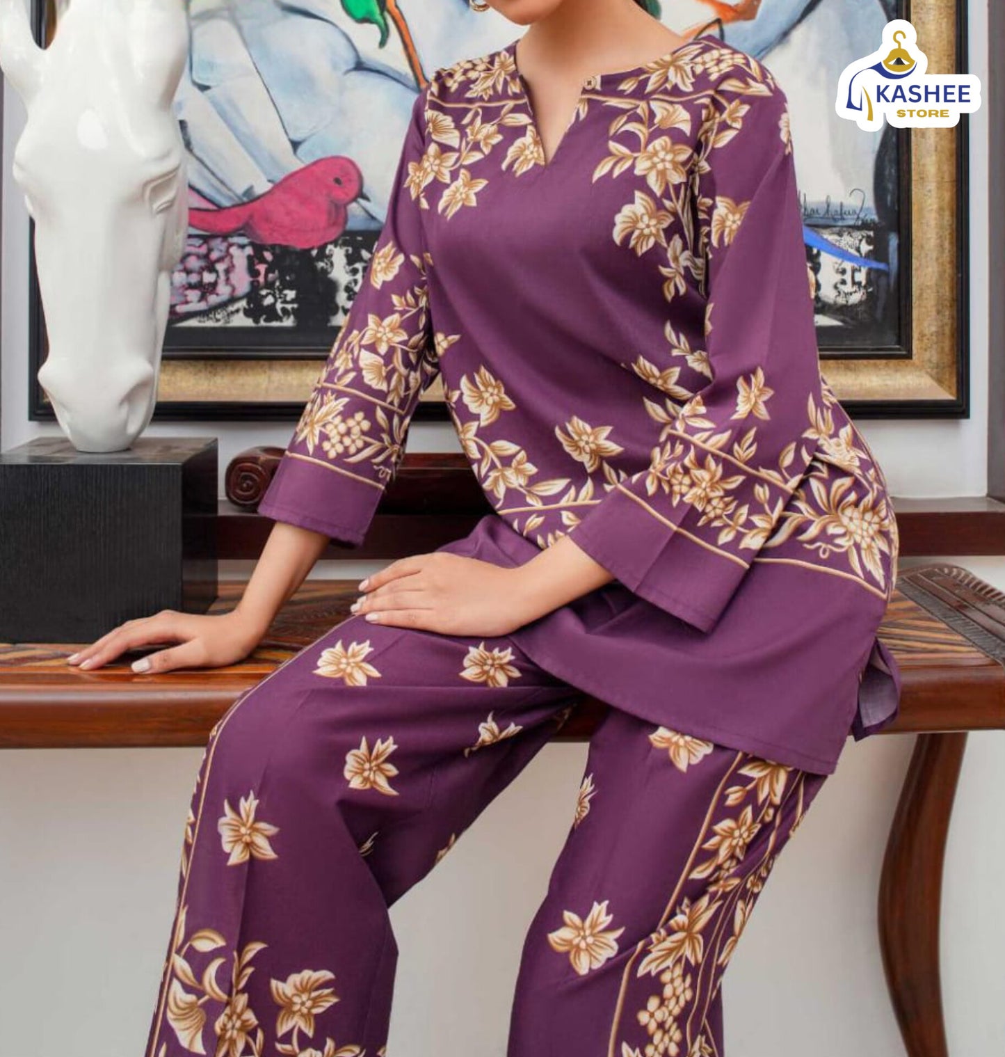 Digital Printed 2pc Co-ord Set – Shamose Silk