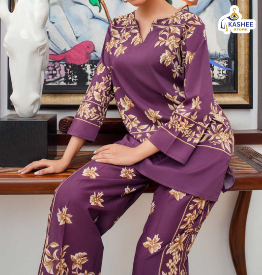 Digital Printed 2pc Co-ord Set – Shamose Silk